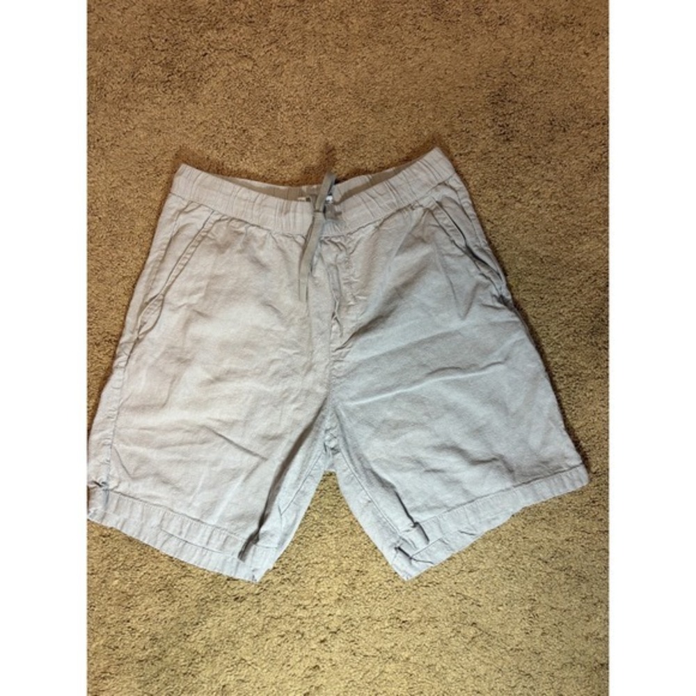 Zara Shorts Women Size Large Linen Tan Elastic Waist Breathable Lightweight